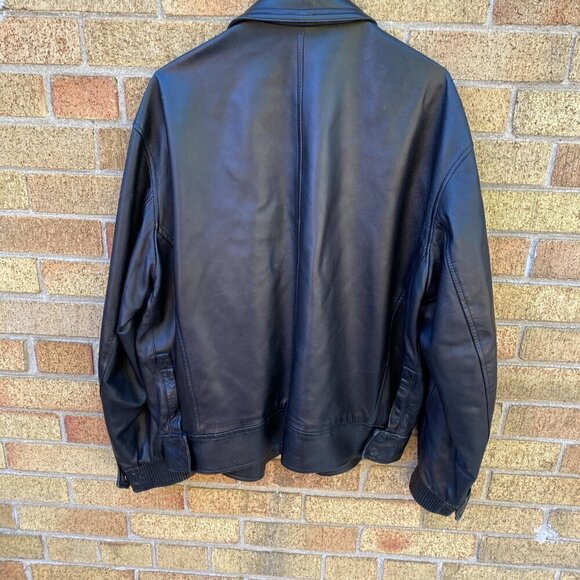Vintage 1980s Hugo Boss Leather Jacket W/ Lampo Zipper Large Black - Picture 16 of 16